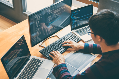 A man working on a new software