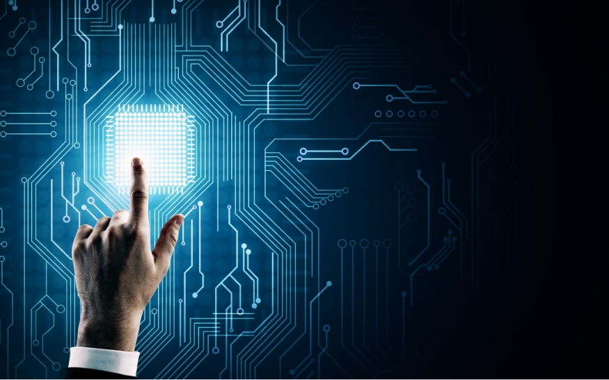 Illustration of a hand that activates electronics development