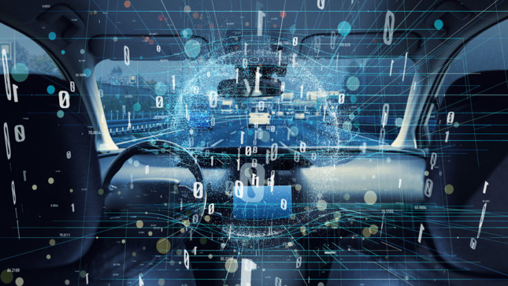 illustration of a car with its software code